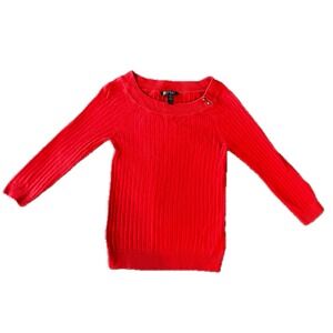 Lauren Ralph Lauren Women's Orange Ribbed Boat Neck Sweater Size Small